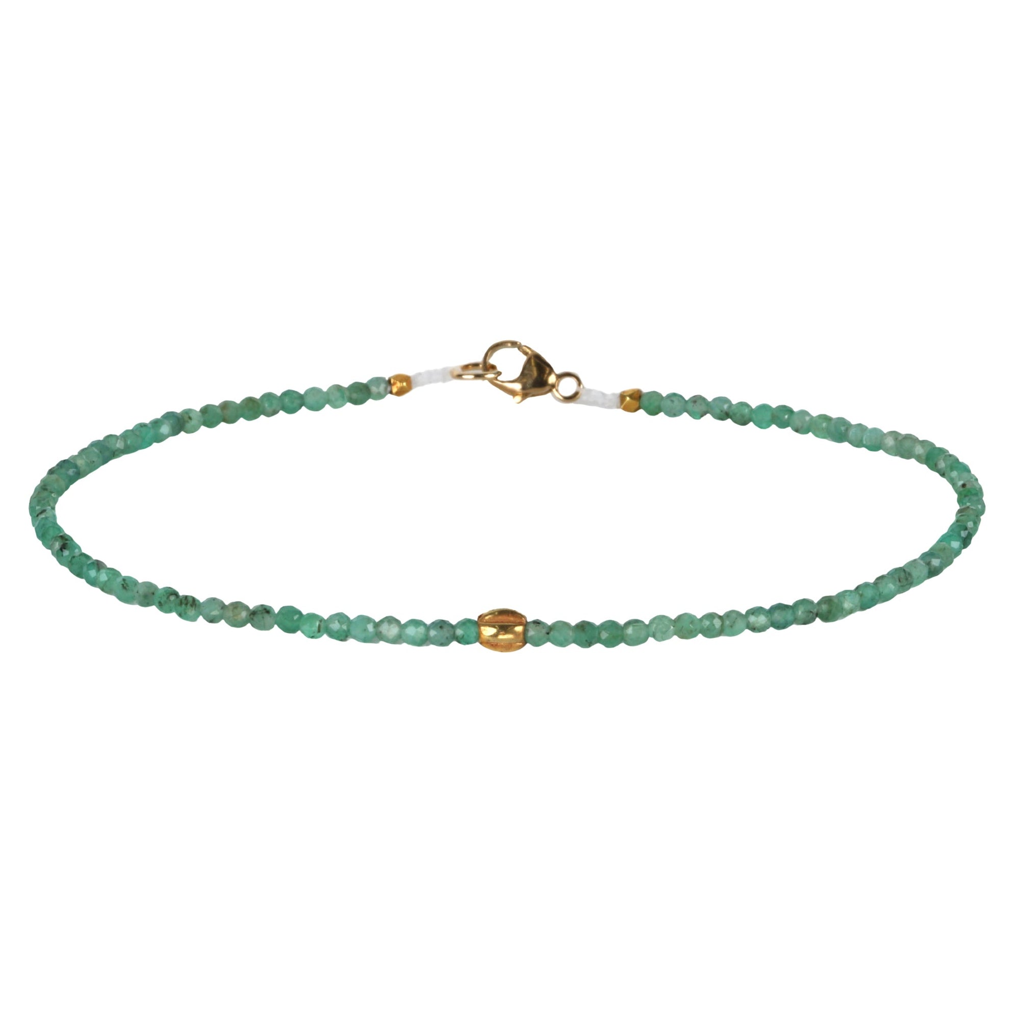 Faceted Emerald Beaded Bracelet with 18K Carved Sphere Bead - Peridot Fine Jewelry - Margaret Solow Jewelry