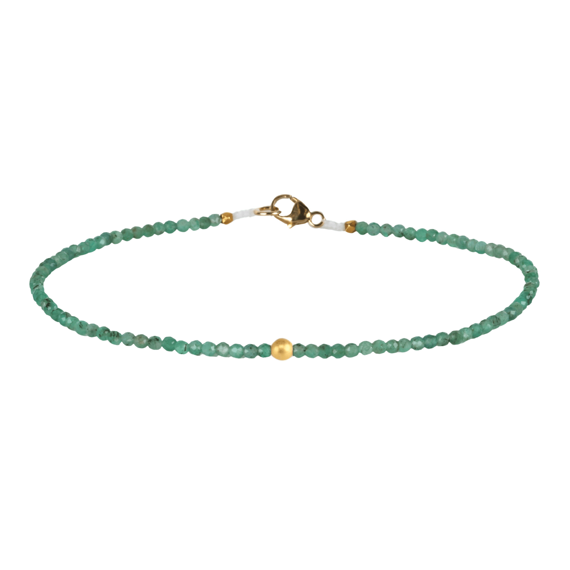 Faceted Emerald Beaded Bracelet with 18K Carved Sphere Bead - Peridot Fine Jewelry - Margaret Solow Jewelry