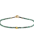 Faceted Emerald Beaded Bracelet with 18K Flattened Round Bead - Peridot Fine Jewelry - Margaret Solow Jewelry