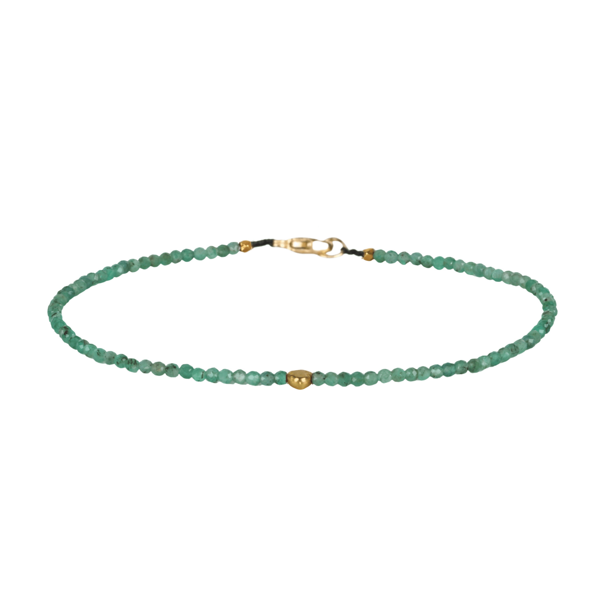 Faceted Emerald Beaded Bracelet with 18K Flattened Round Bead - Peridot Fine Jewelry - Margaret Solow Jewelry