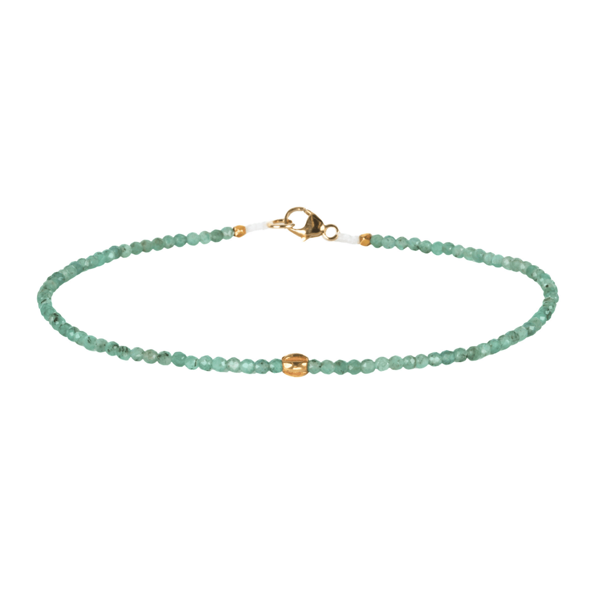 Faceted Emerald Beaded Bracelet with 18K Fluted Bead - Peridot Fine Jewelry - Margaret Solow Jewelry