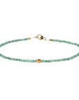 Faceted Emerald Beaded Bracelet with 18K Fluted Bead - Peridot Fine Jewelry - Margaret Solow Jewelry