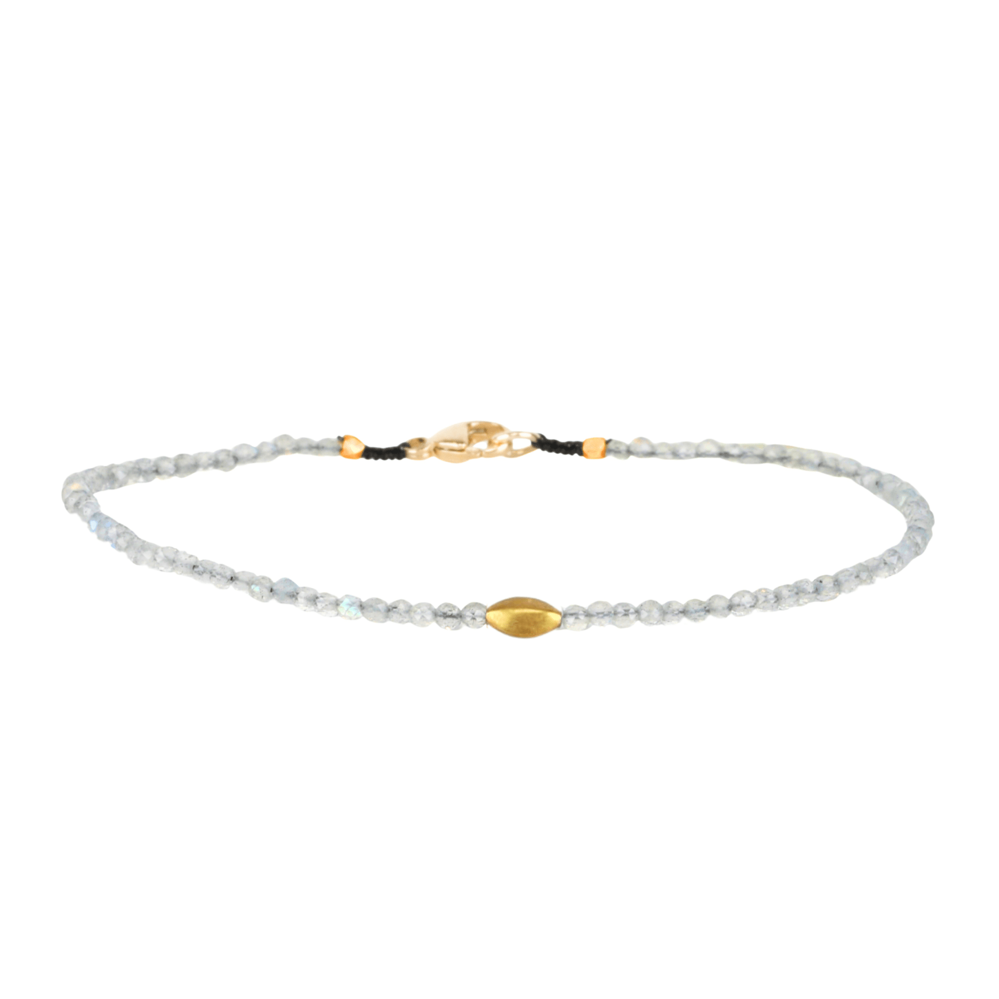 Faceted Labradorite Beaded Bracelet with 18K Marquise Bead - Peridot Fine Jewelry - Margaret Solow Jewelry
