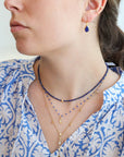 Faceted Lapis Beaded Necklace with 18K Rounded Rhombus Bead - Peridot Fine Jewelry - Margaret Solow Jewelry