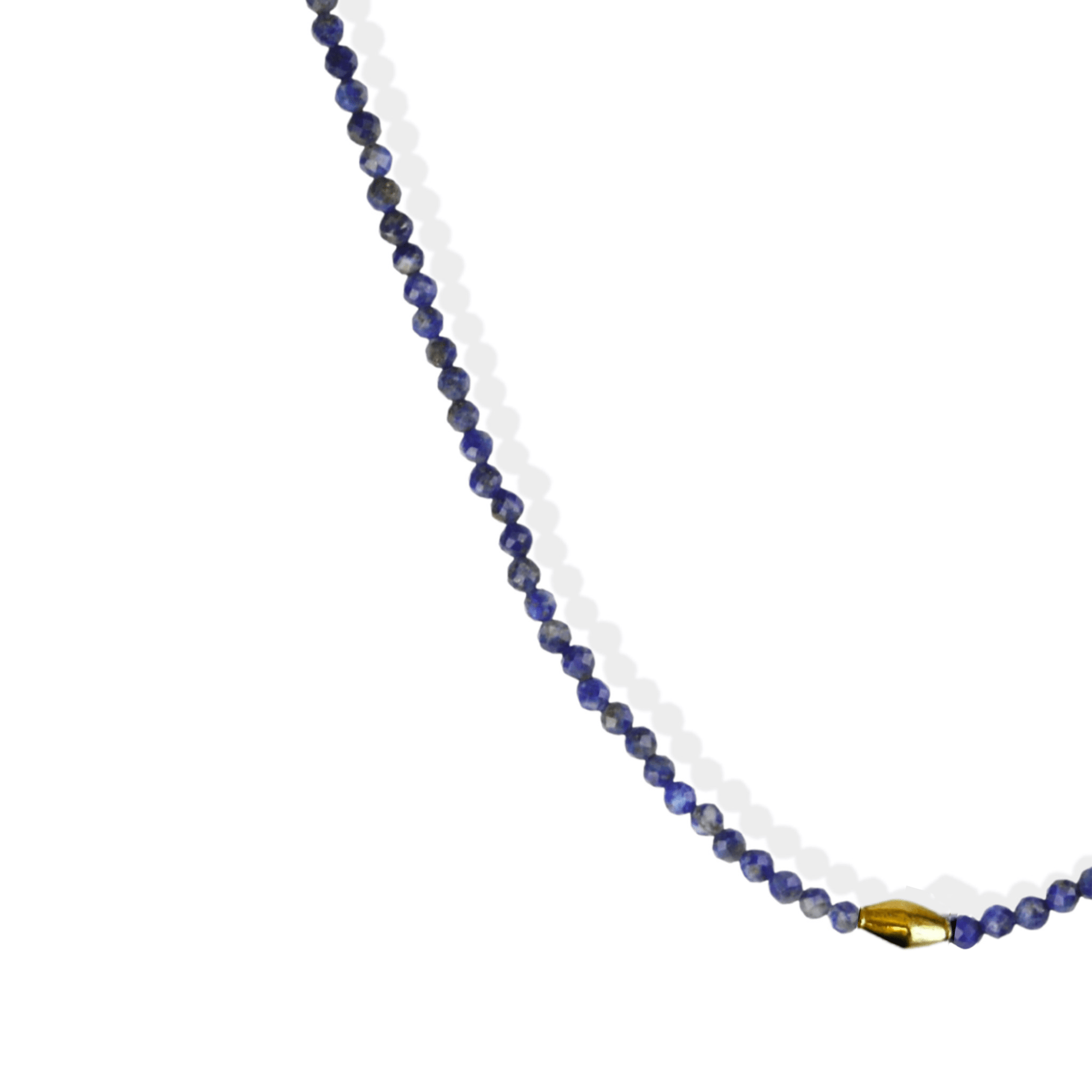 Faceted Lapis Beaded Necklace with 18K Rounded Rhombus Bead - Peridot Fine Jewelry - Margaret Solow Jewelry