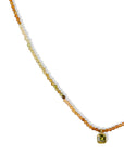 Faceted Mixed Tourmaline Beaded Necklace with 18K Bezel - Set Square Yellowish Green Sapphire Charm - Peridot Fine Jewelry - Margaret Solow Jewelry