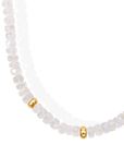 Faceted Moonstone Beaded Necklace with Three 14K Centered Rondelle Beads & Spring Clasp - Peridot Fine Jewelry - Zahava