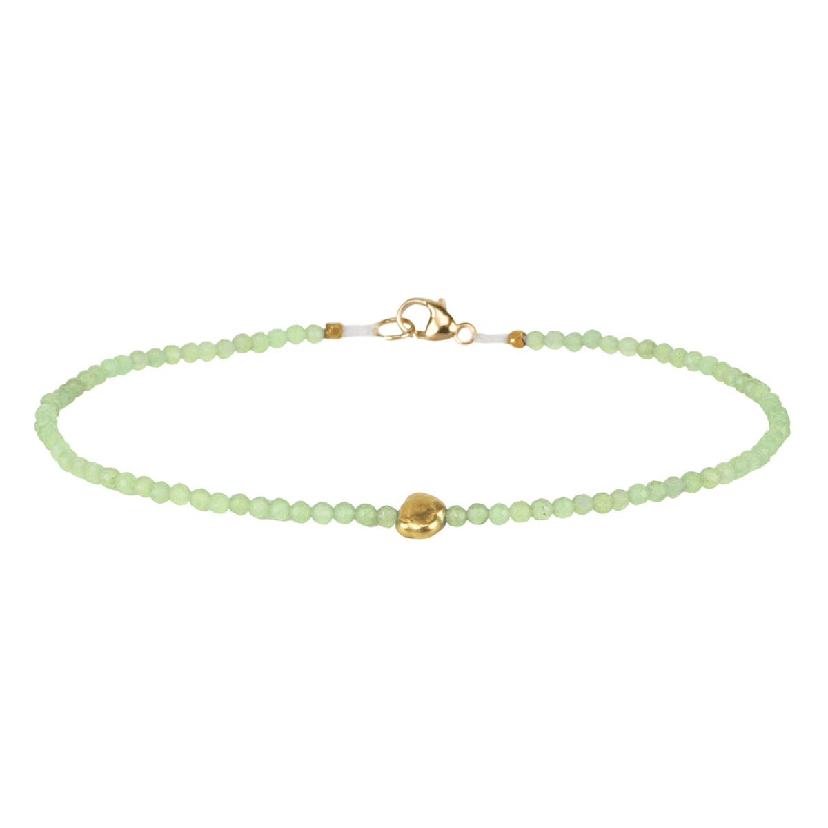 Faceted Peridot Beaded Bracelet with 18K Organic Bead - Peridot Fine Jewelry - Margaret Solow Jewelry