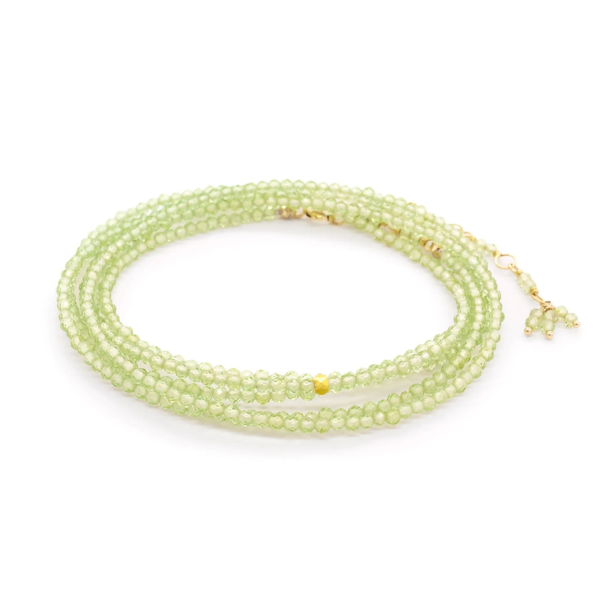 Faceted Peridot Wrap Bracelet - Peridot Fine Jewelry - Anne Sportun