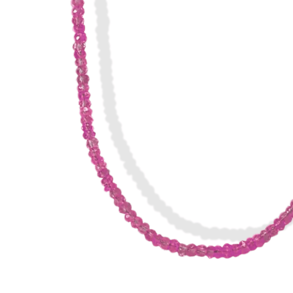Faceted Pink Sapphire Beaded Necklace in 16" - Peridot Fine Jewelry - Zahava