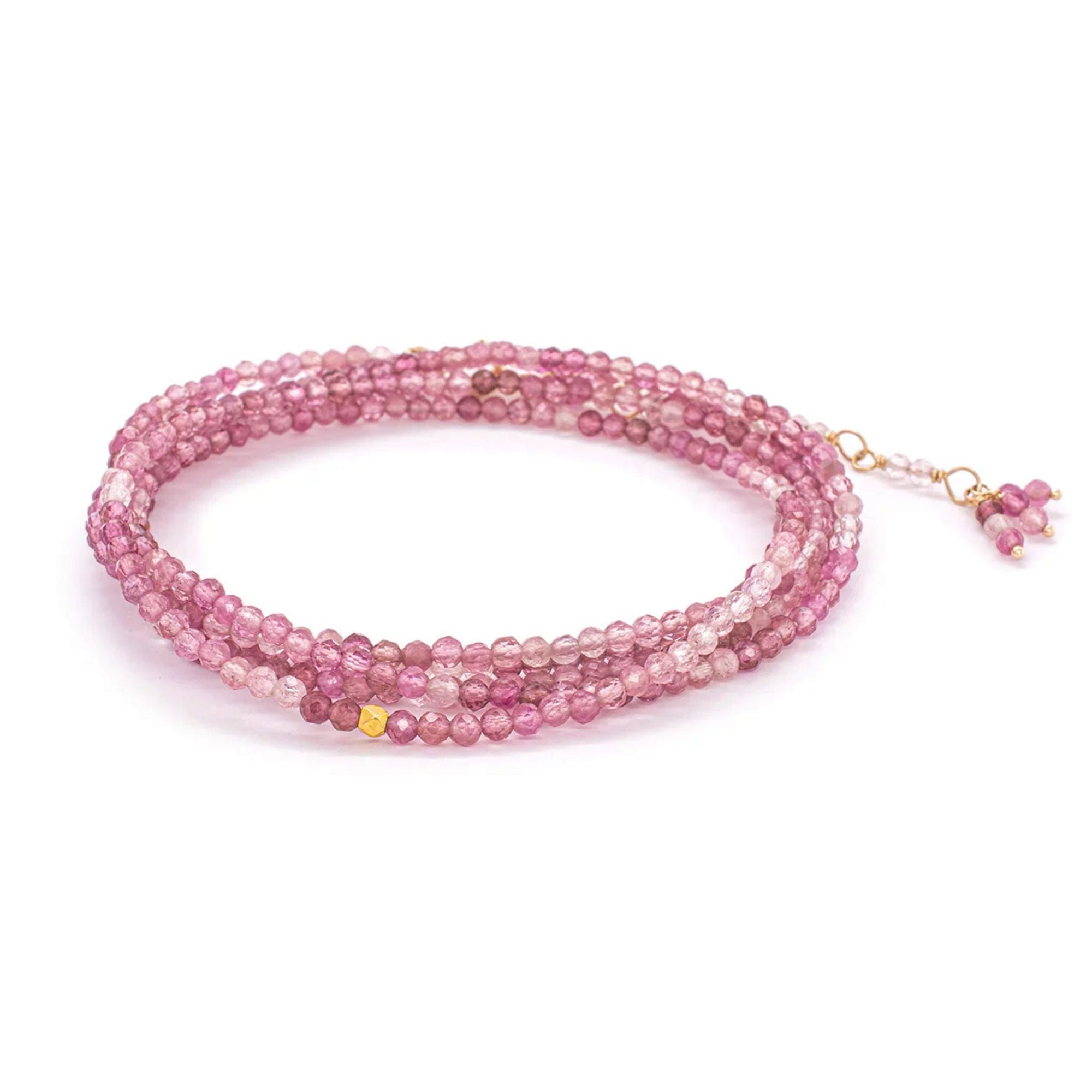 Faceted Pink Tourmaline Beaded Wrap Bracelet - Peridot Fine Jewelry - Anne Sportun