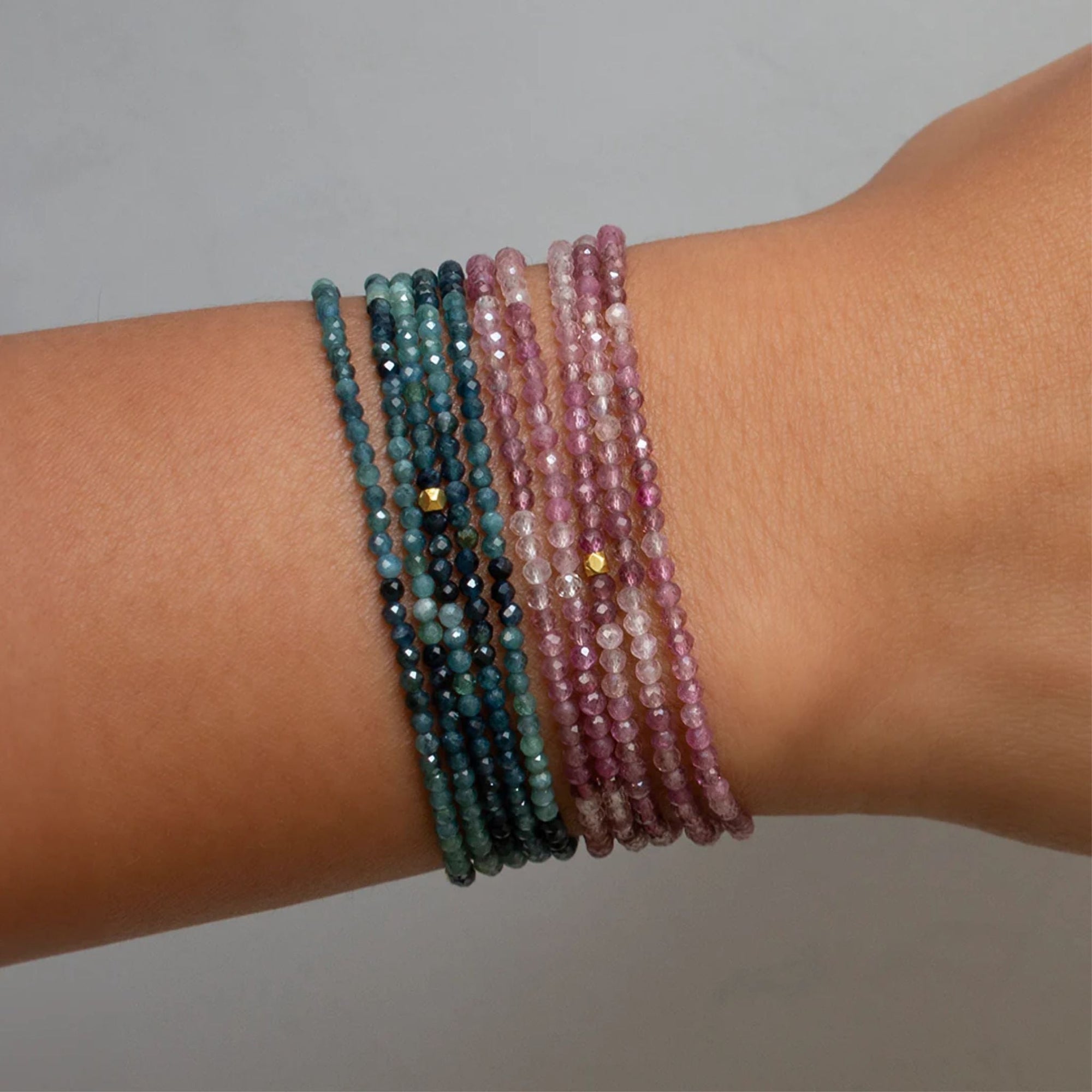 Faceted Pink Tourmaline Beaded Wrap Bracelet - Peridot Fine Jewelry - Anne Sportun