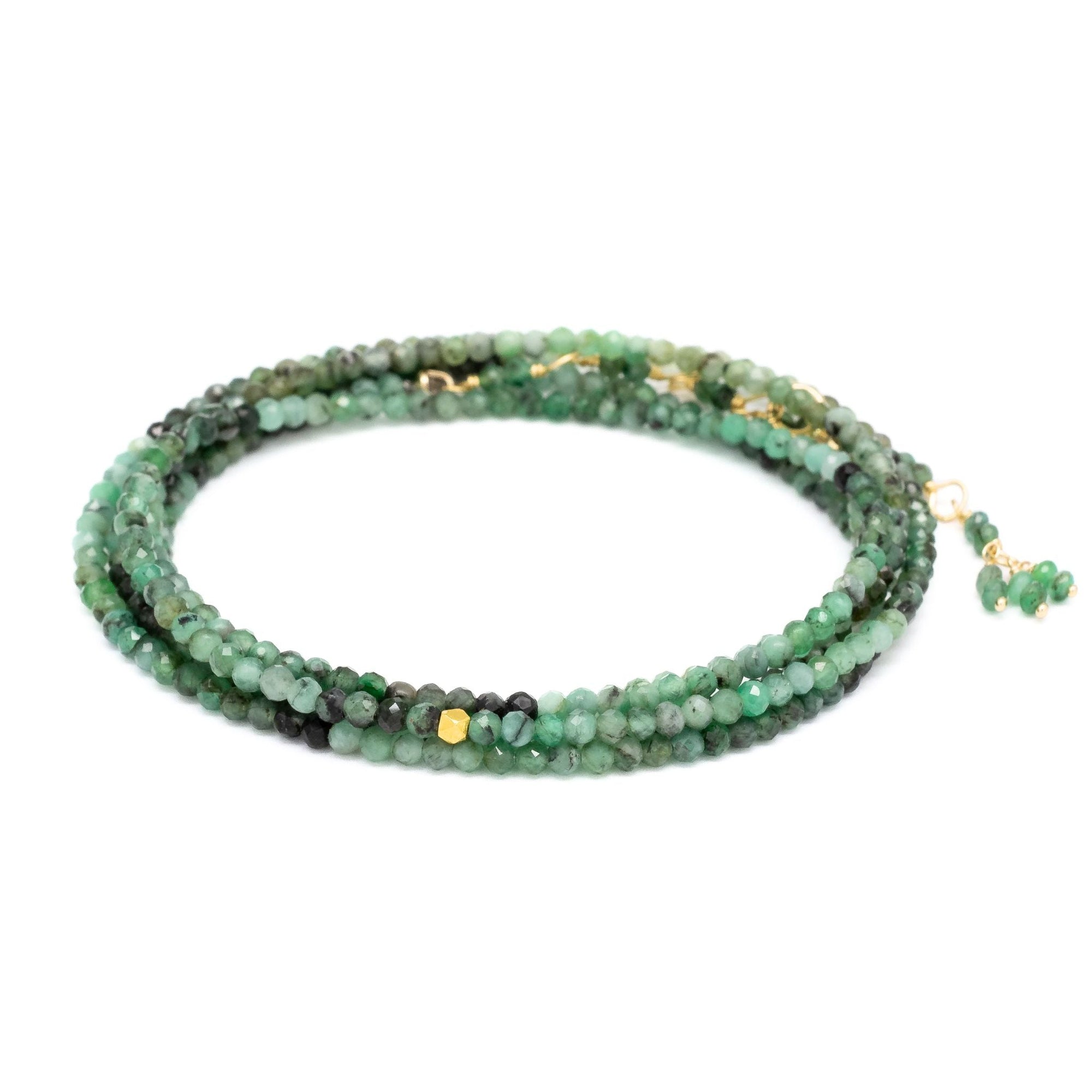 Faceted Sakota Emerald Beaded Wrap Bracelet - Peridot Fine Jewelry - Anne Sportun