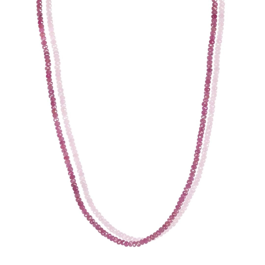Faceted Skinny Pink Sapphire Beaded Necklace - Peridot Fine Jewelry - Zahava