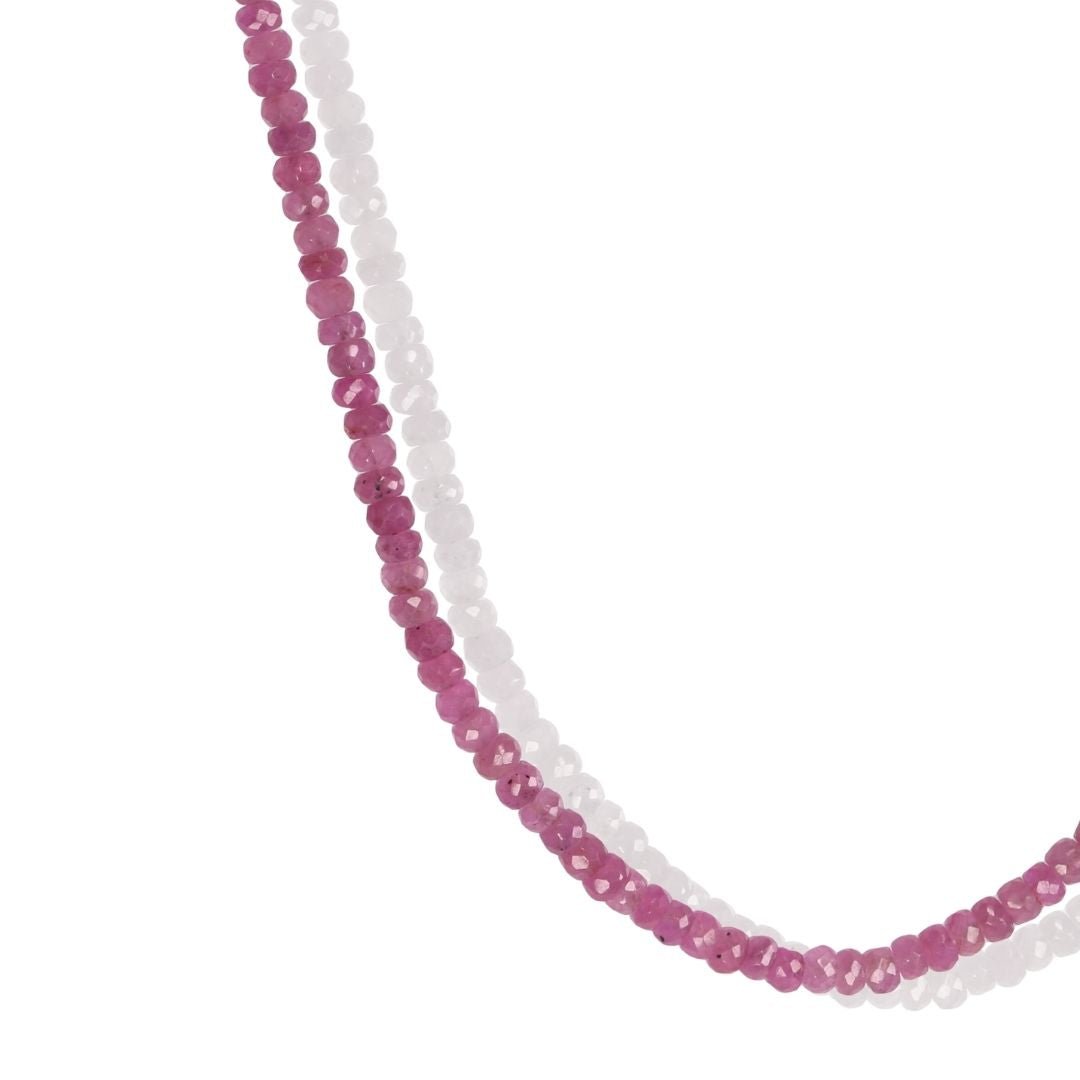 Faceted Skinny Pink Sapphire Beaded Necklace - Peridot Fine Jewelry - Zahava