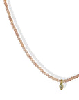Faceted Zircon Beaded Necklace With 18K Bezel-Set Marquise Grey Diamond Charm - Peridot Fine Jewelry - Margaret Solow Jewelry