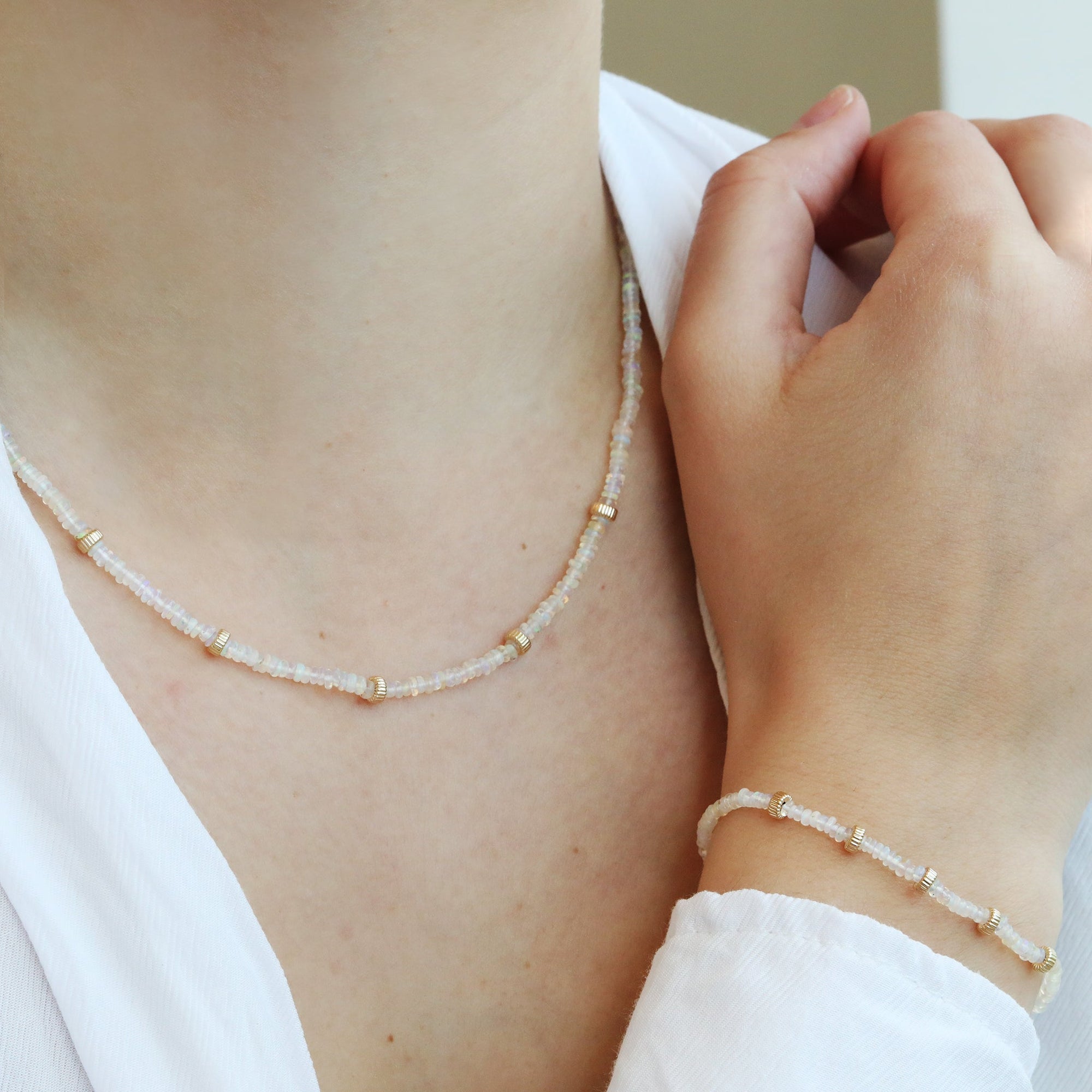 Fire Opal Rondelle Beaded Necklace - Peridot Fine Jewelry - Zoe Chicco