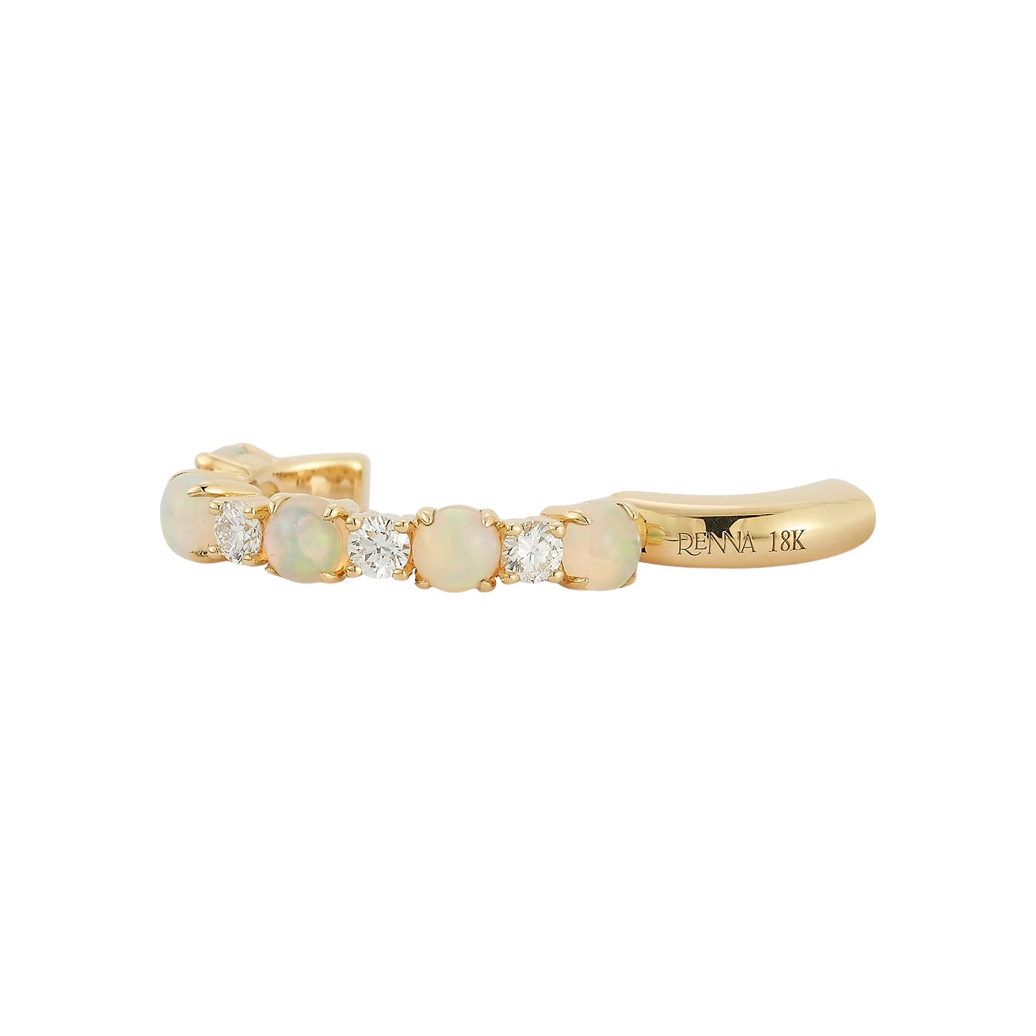 18K Gold "Foam" Opal &amp; Diamond Ear Cuff
