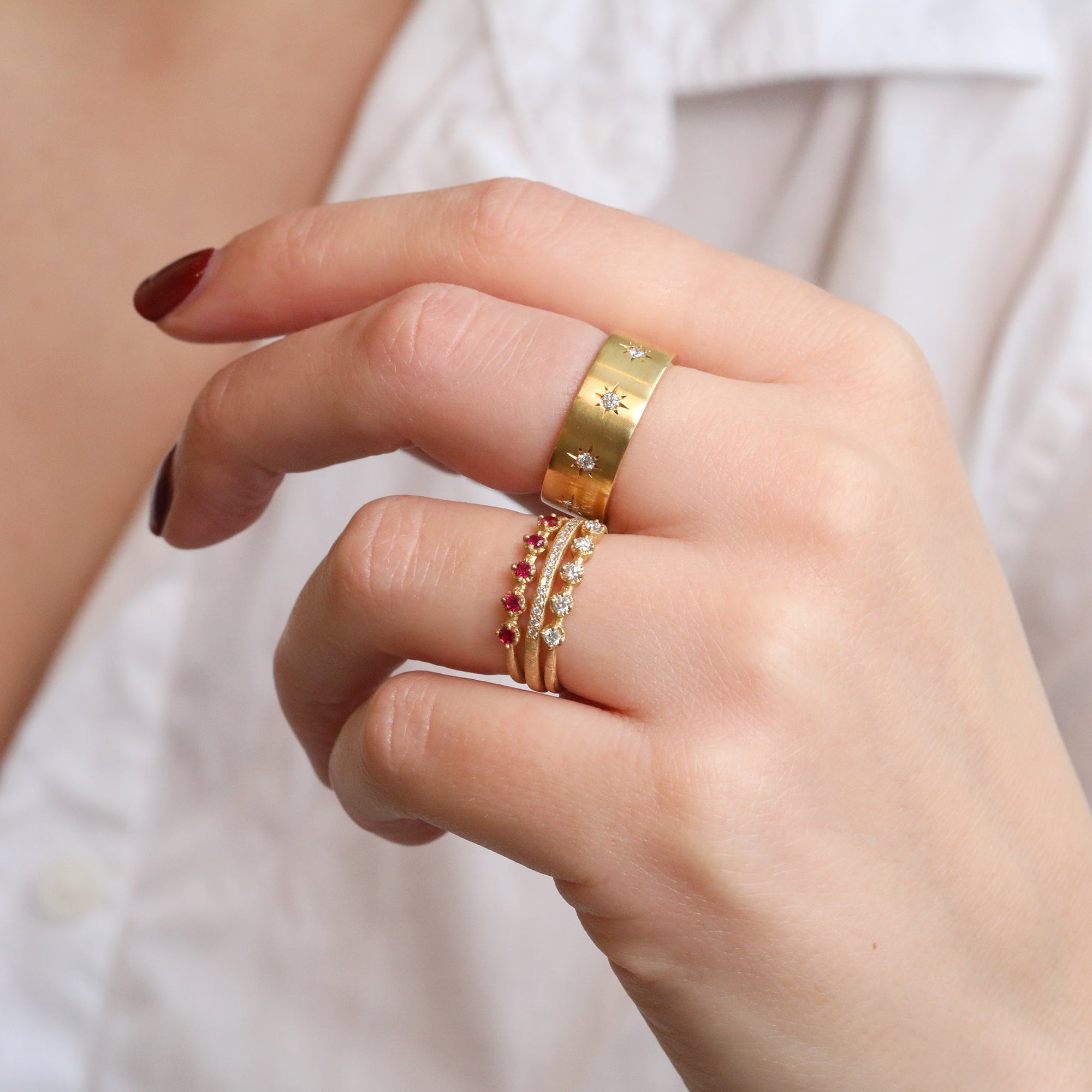 Gold and 5 Prong - Set Ruby Band - Peridot Fine Jewelry - Yasuko Azuma
