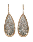 Gold Fill Large Front-Facing Teardrop Earrrings with "Pewter Mix" Beads - Peridot Fine Jewelry - Dana Kellin