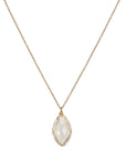 Gold Fill & Marquise - Shaped Natural Chalcedony Pendant Necklace with Silvery Clear Crystal Beaded Halo - Peridot Fine Jewelry - Dana Kellin