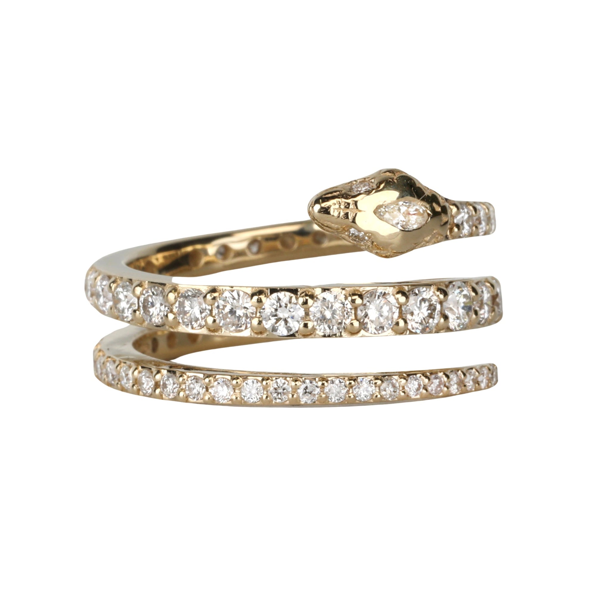 Gold & Graduated Pave Diamond "Coil Snake" Ring - Peridot Fine Jewelry - Jacquie Aiche