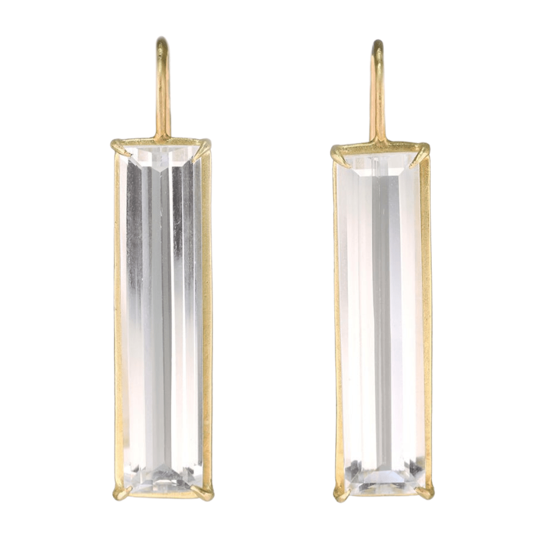 Gold Prong - Set White Topaz &quot;Prism&quot; Earrings - Peridot Fine Jewelry - Rosanne Pugliese