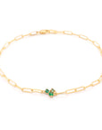 Gold "Tiny Trio Festival" Bracelet with Three Emeralds - Peridot Fine Jewelry - Anne Sportun