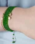 Gold "Tiny Trio Festival" Bracelet with Three Emeralds - Peridot Fine Jewelry - Anne Sportun