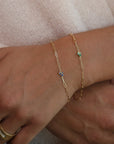 Gold "Tiny Trio Festival" Bracelet with Three Emeralds - Peridot Fine Jewelry - Anne Sportun