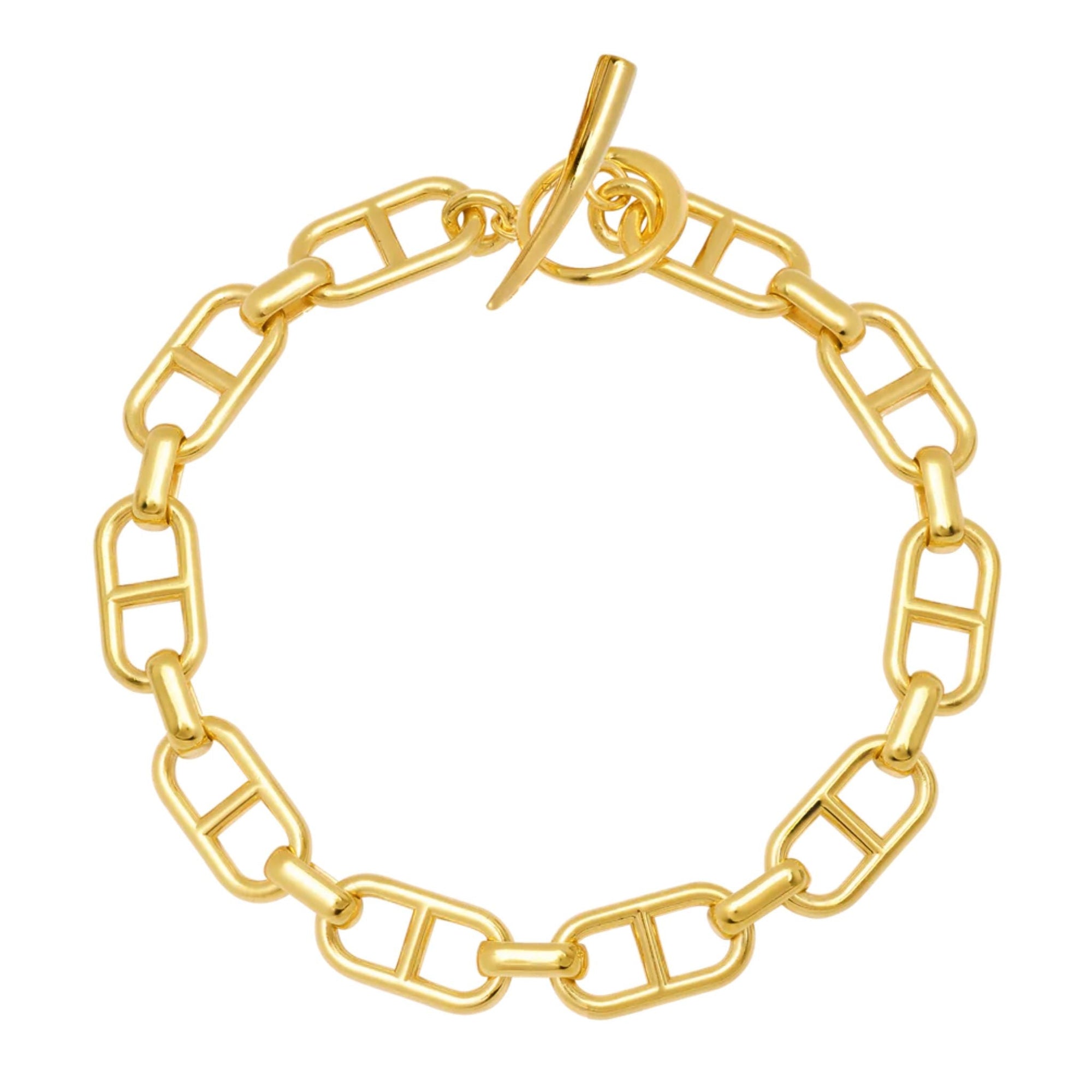 Gold Vermei 15mm &quot;Stirrup&quot; Chain Bracelet - Peridot Fine Jewelry - Gabriela Artigas