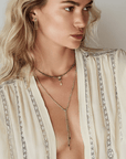Gold Vermeil and Nude Silk Woven Tie Necklace with Crystal Accent Beads - Peridot Fine Jewelry - Marie Laure Chamorel