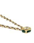 Gold Vermeil & Brown Silk Woven Necklace with Rectangular Bezel-Set Diamond Charm - Peridot Fine Jewelry - Marie Laure Chamorel