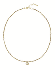 Gold Vermeil & Brown Silk Woven Necklace with Rectangular Bezel-Set Diamond Charm - Peridot Fine Jewelry - Marie Laure Chamorel