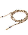 Gold Vermeil & Brown Silk Woven Tie Necklace with Black Crystal Accent Beads - Peridot Fine Jewelry - Marie Laure Chamorel