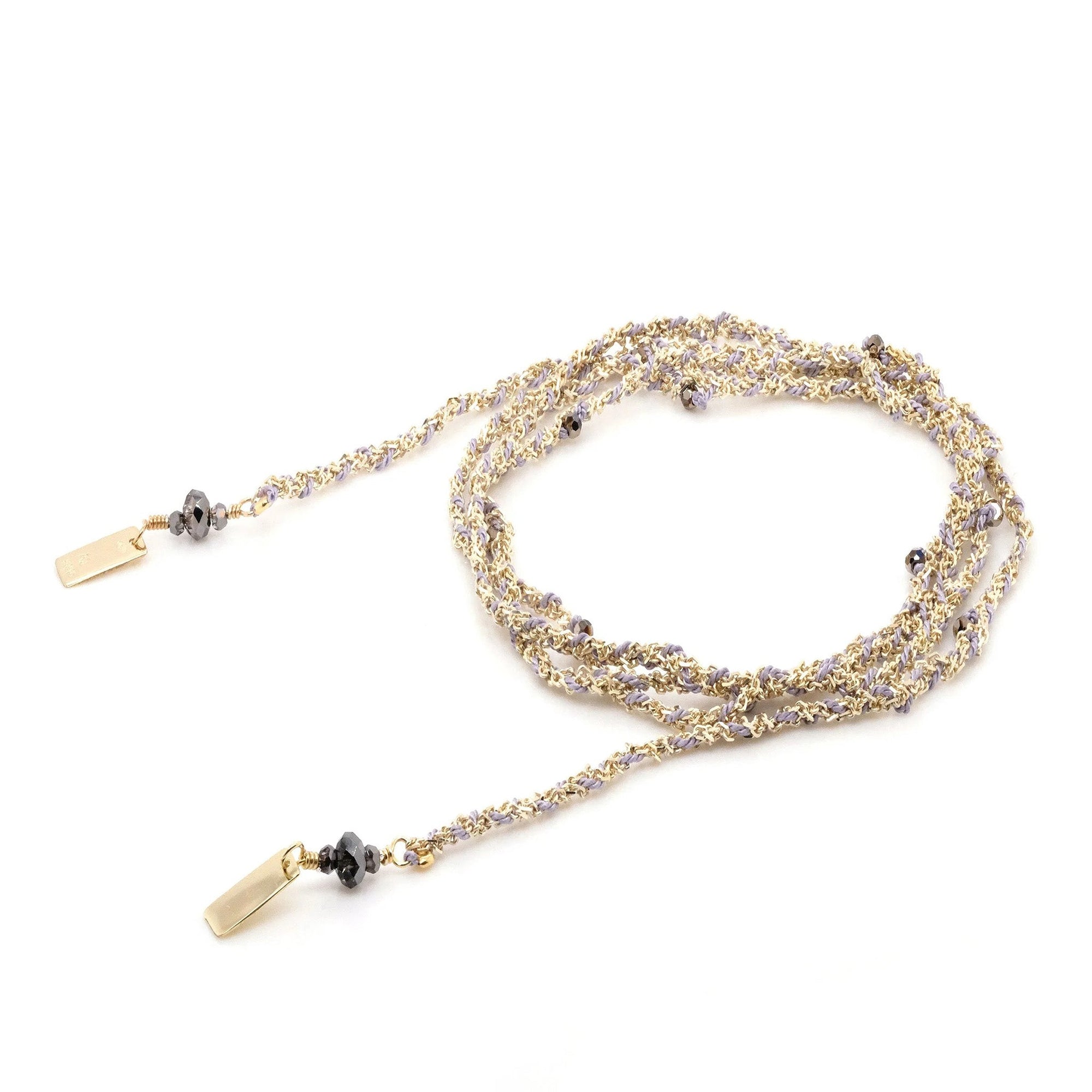 Gold Vermeil Chain and &quot;Lila&quot; Silk Woven Wrap - Peridot Fine Jewelry - Marie Laure Chamorel