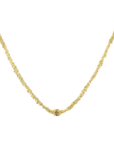 Gold Vermeil Chain Woven Necklace with Center Polki Diamond Rondelle Bead - Peridot Fine Jewelry - Marie Laure Chamorel
