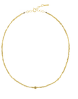 Gold Vermeil Chain Woven Necklace with Center Polki Diamond Rondelle Bead - Peridot Fine Jewelry - Marie Laure Chamorel