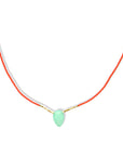 Gold Vermeil & Coral Seed Beaded Necklace with Faceted Turquoise Teardrop Pendant - Peridot Fine Jewelry - Debbie Fisher