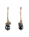 Gold Vermeil & Faceted Black Spinel Drop Earrings Grey Quartz Fringe - Peridot Fine Jewelry - Debbie Fisher