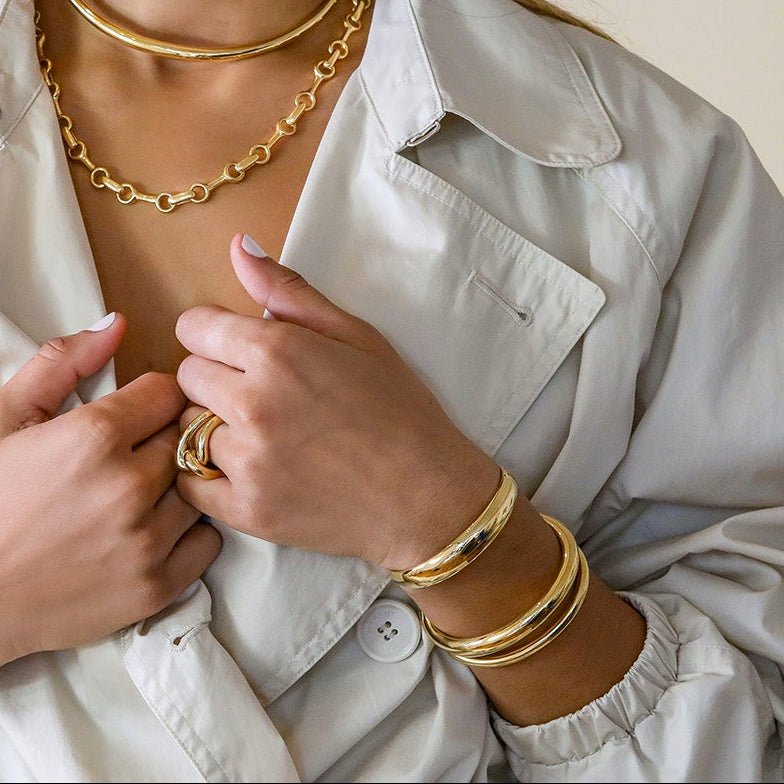 Gold Vermeil "Flat Beam" Cuff Bracelet - Peridot Fine Jewelry - Gabriela Artigas