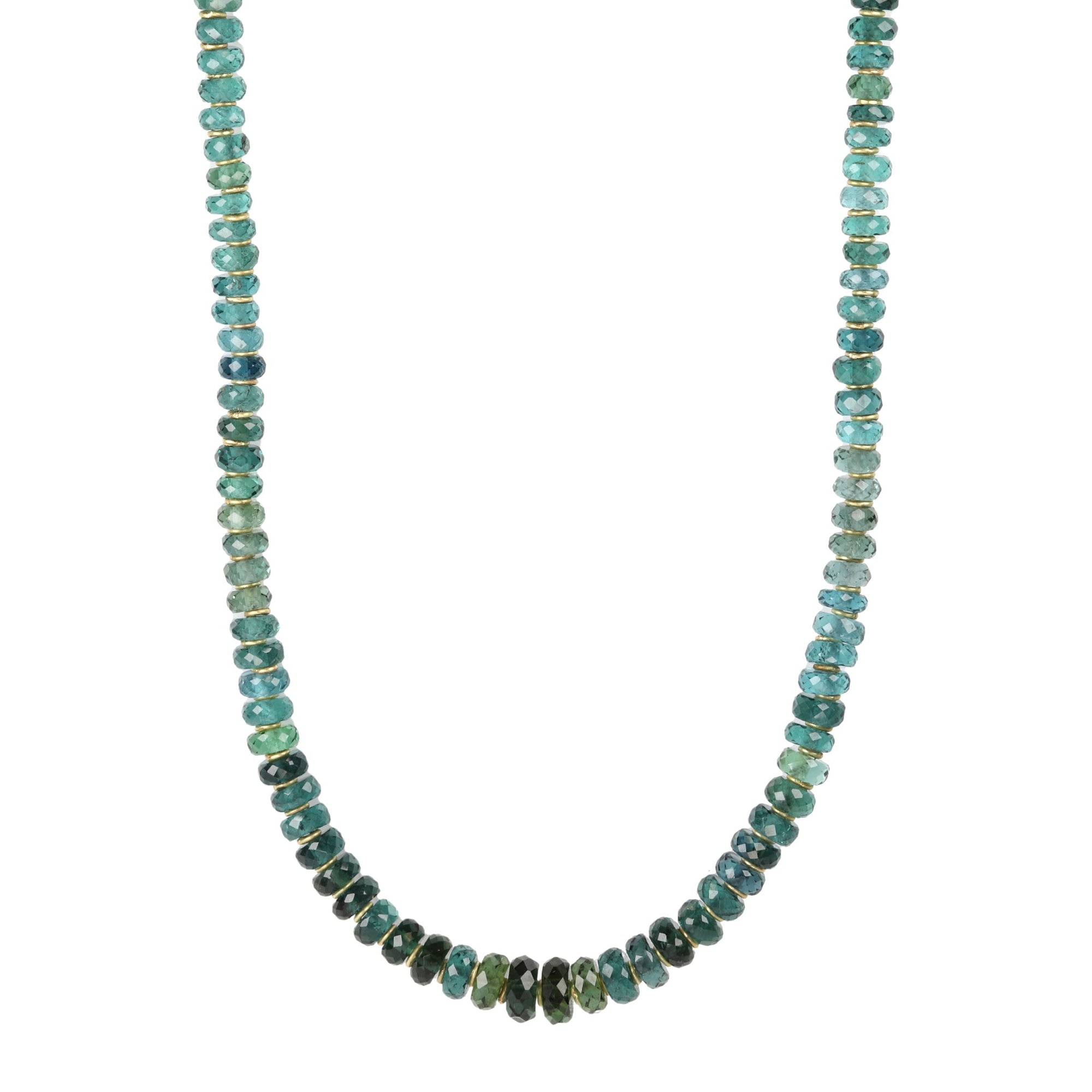Graduated Blue-Green Tourmaline Faceted Beaded Necklace - Peridot Fine Jewelry - Petra Class