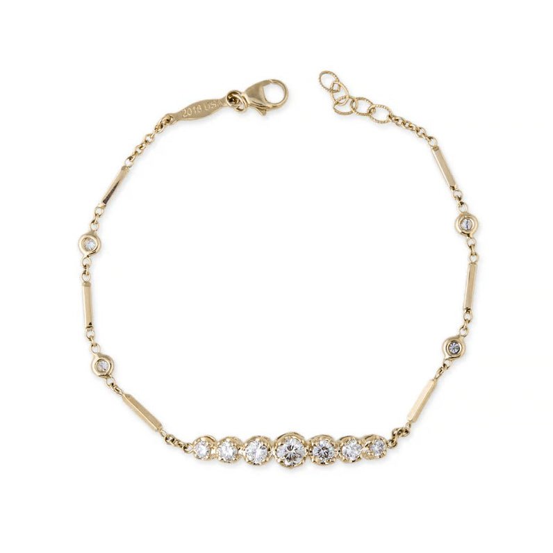 Graduated Diamond &quot;Kate&quot; Bracelet with Bar Chain - Peridot Fine Jewelry - Jacquie Aiche