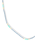 Gray Seed Beaded Necklace with Amazonite & Gold Vermeil Bead Stations - Peridot Fine Jewelry - Debbie Fisher