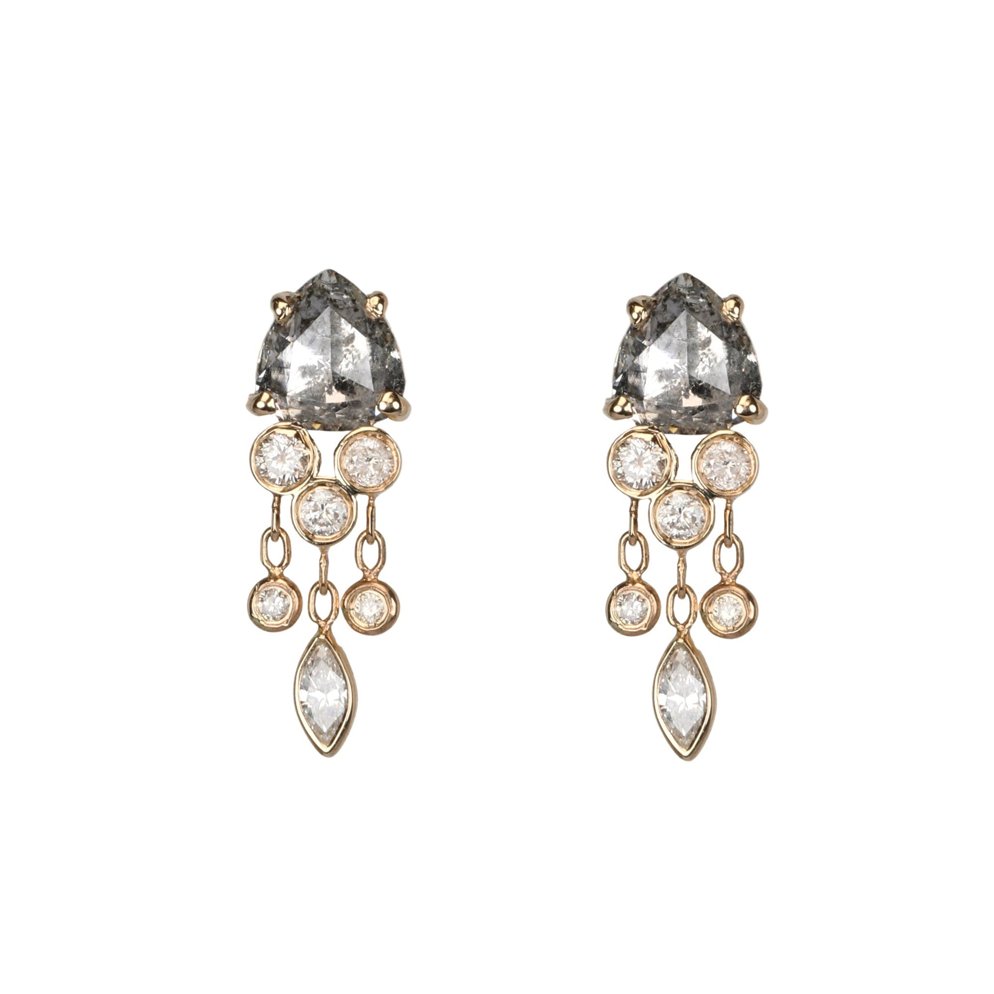 Grey Diamond &quot;Jellyfish&quot; Stud Earring - Peridot Fine Jewelry - Celine Daoust