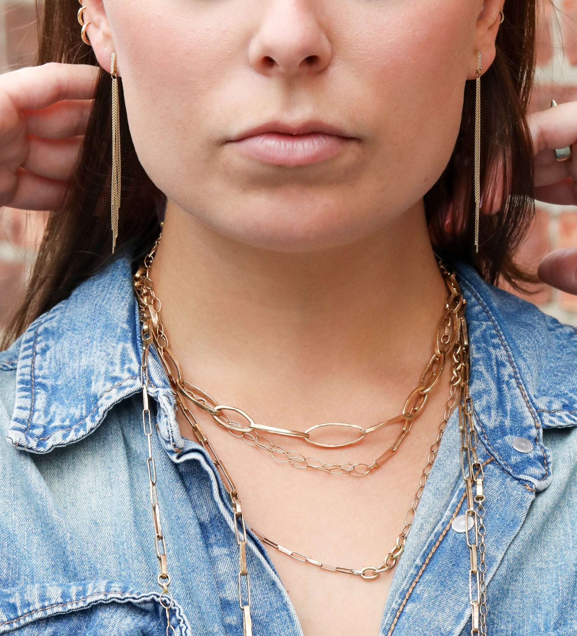 &quot;Harlow&quot; 14 Karat Yellow Gold Mixed - Link Chain Necklace - Peridot Fine Jewelry - Sarah Macfadden