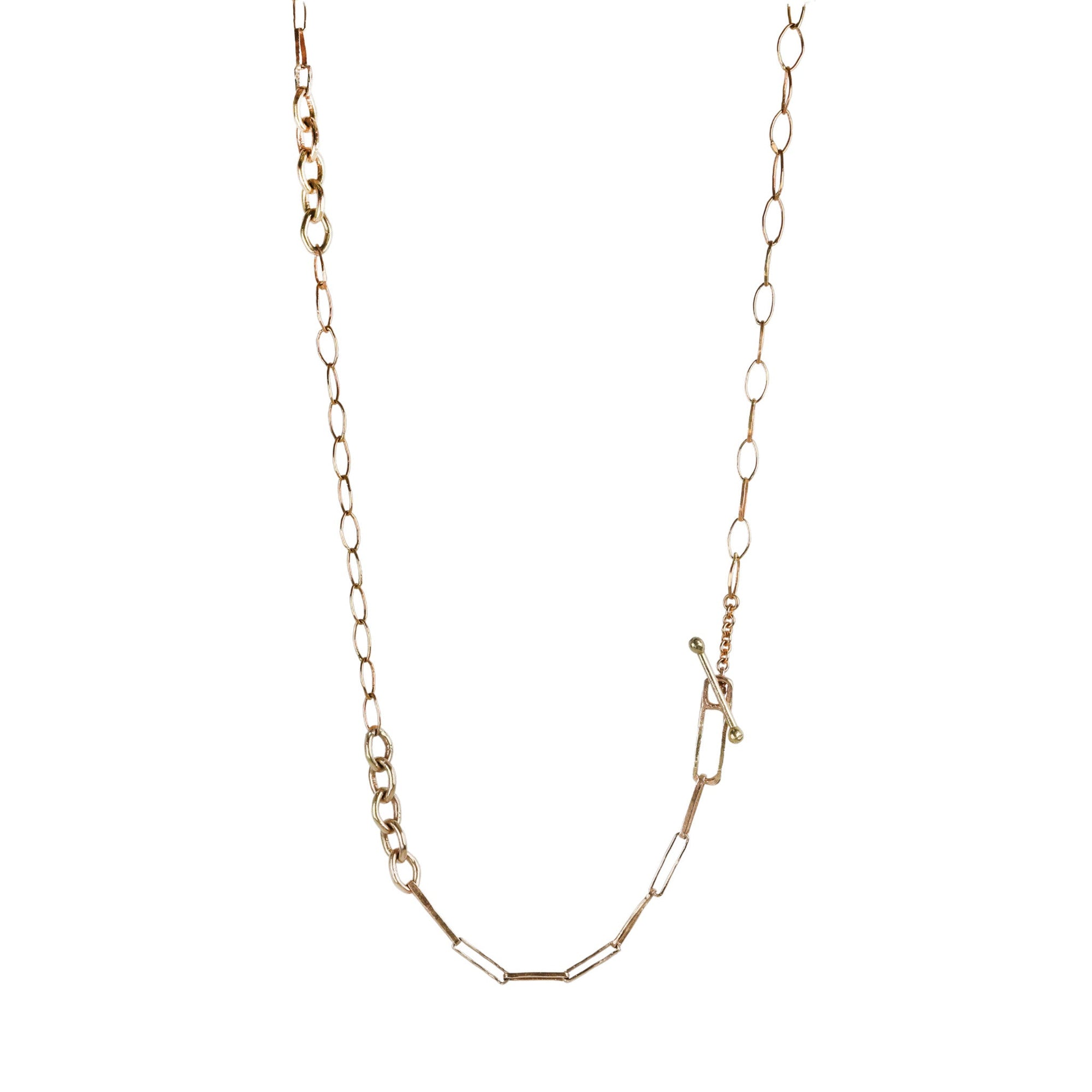 &quot;Harlow&quot; 14 Karat Yellow Gold Mixed - Link Chain Necklace - Peridot Fine Jewelry - Sarah Macfadden