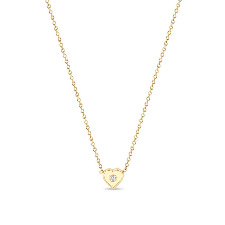 Heart Shaped Charm Necklace with Diamond - Peridot Fine Jewelry - Zoe Chicco