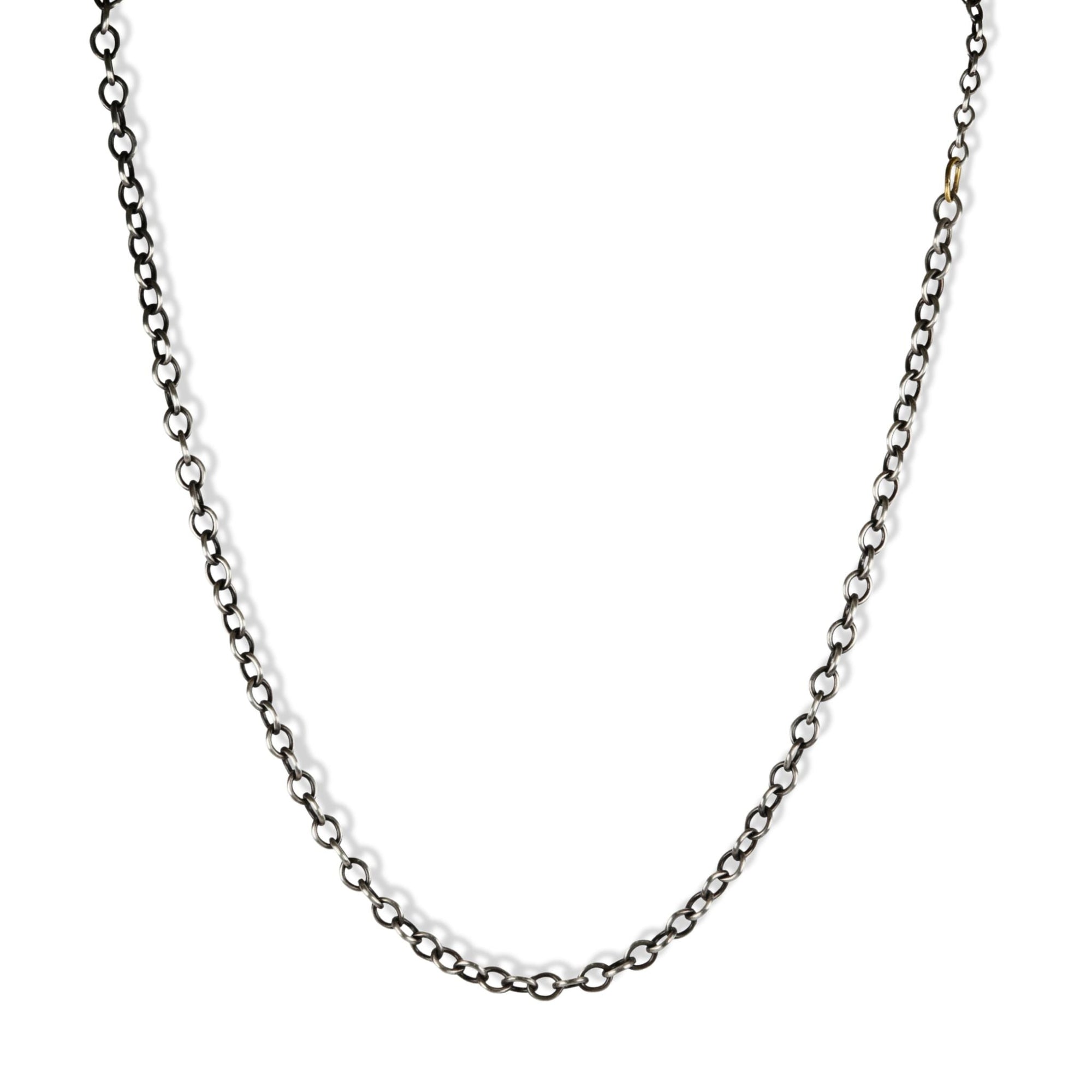 Heavy Duty 4.7mm Oxidized Sterling Silver Cable Chain - 18.5" - Peridot Fine Jewelry - Rosanne Pugliese