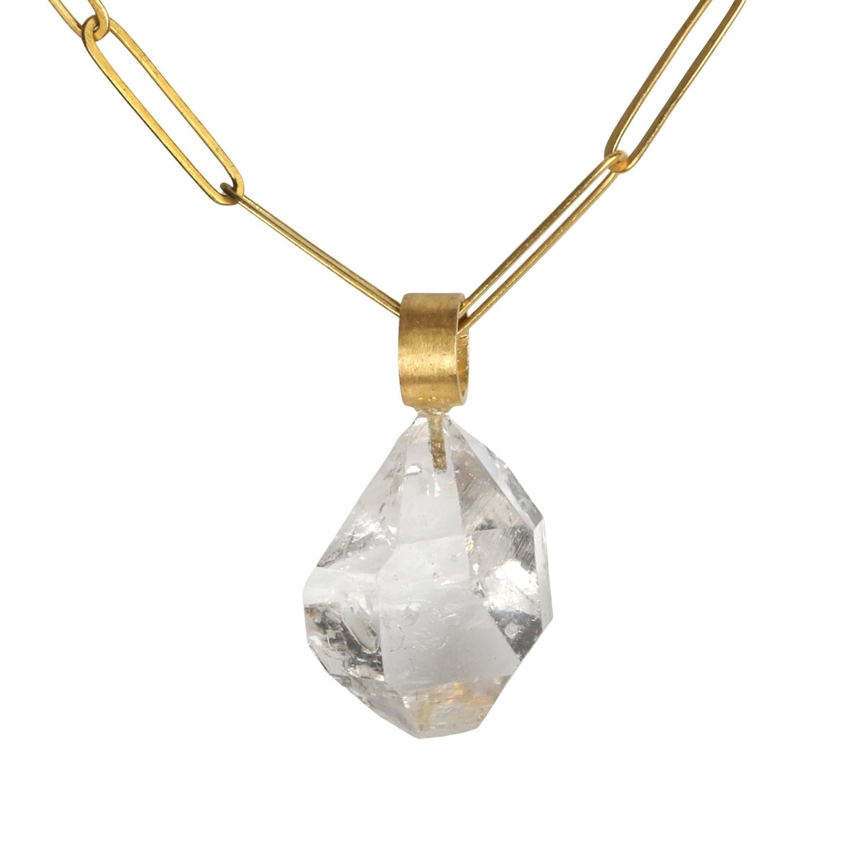 Herkimer "Diamond" Quartz Pendant with 22K Gold Bale - Peridot Fine Jewelry - Rosanne Pugliese